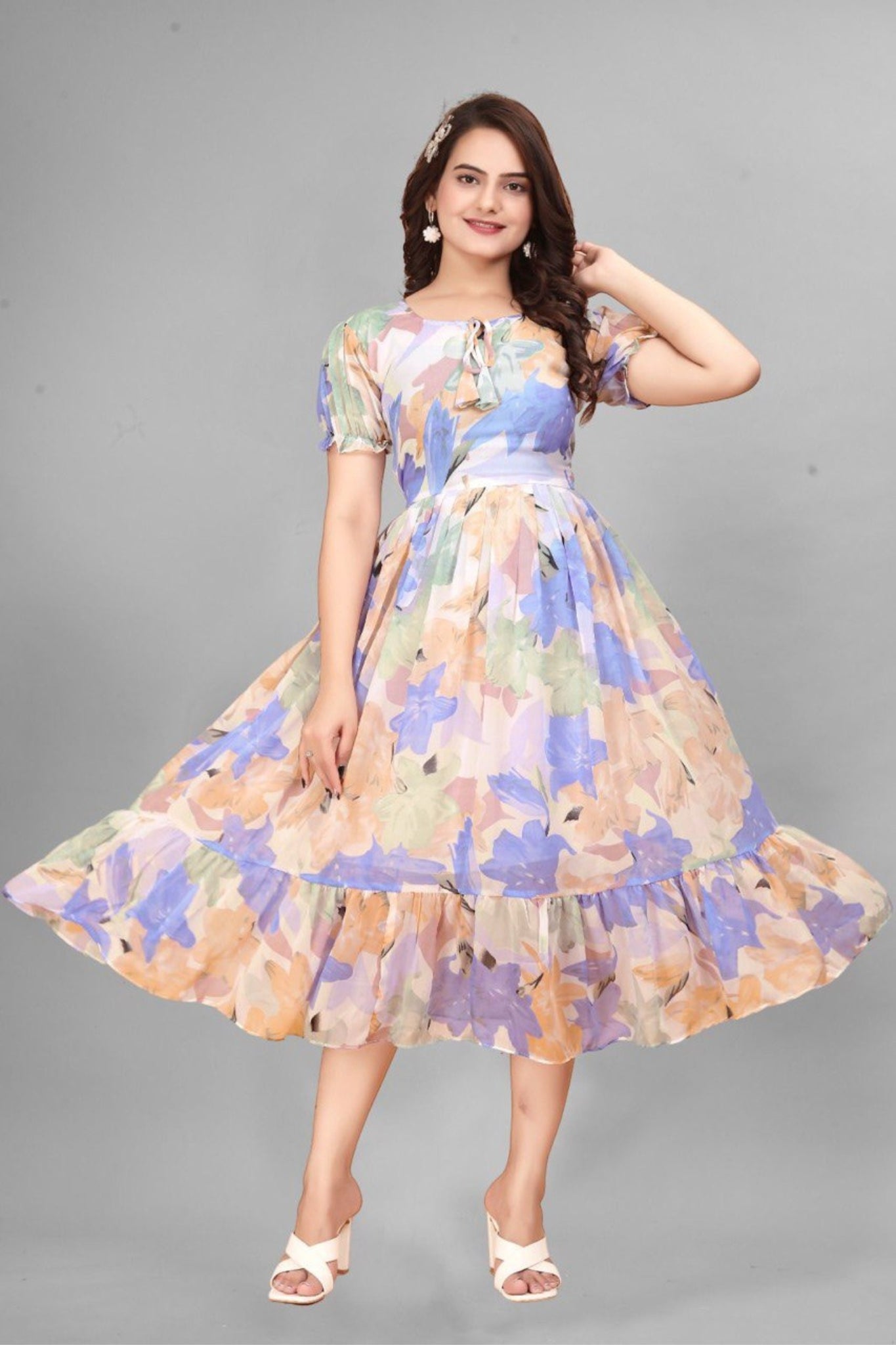 Georgette Printed Flower Dress