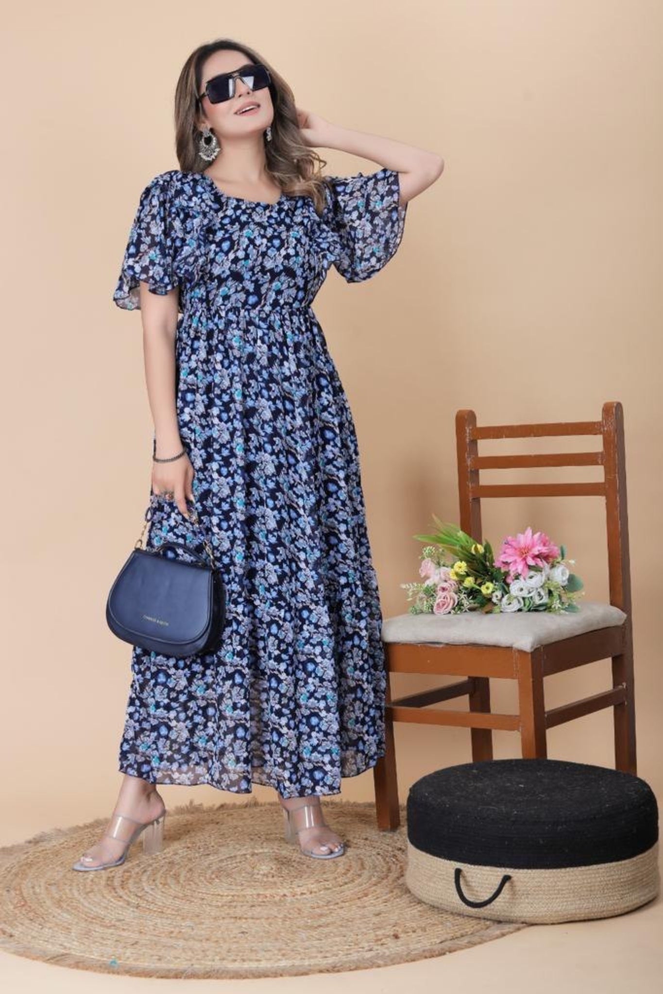Blue Stylish Long Maxi Dress