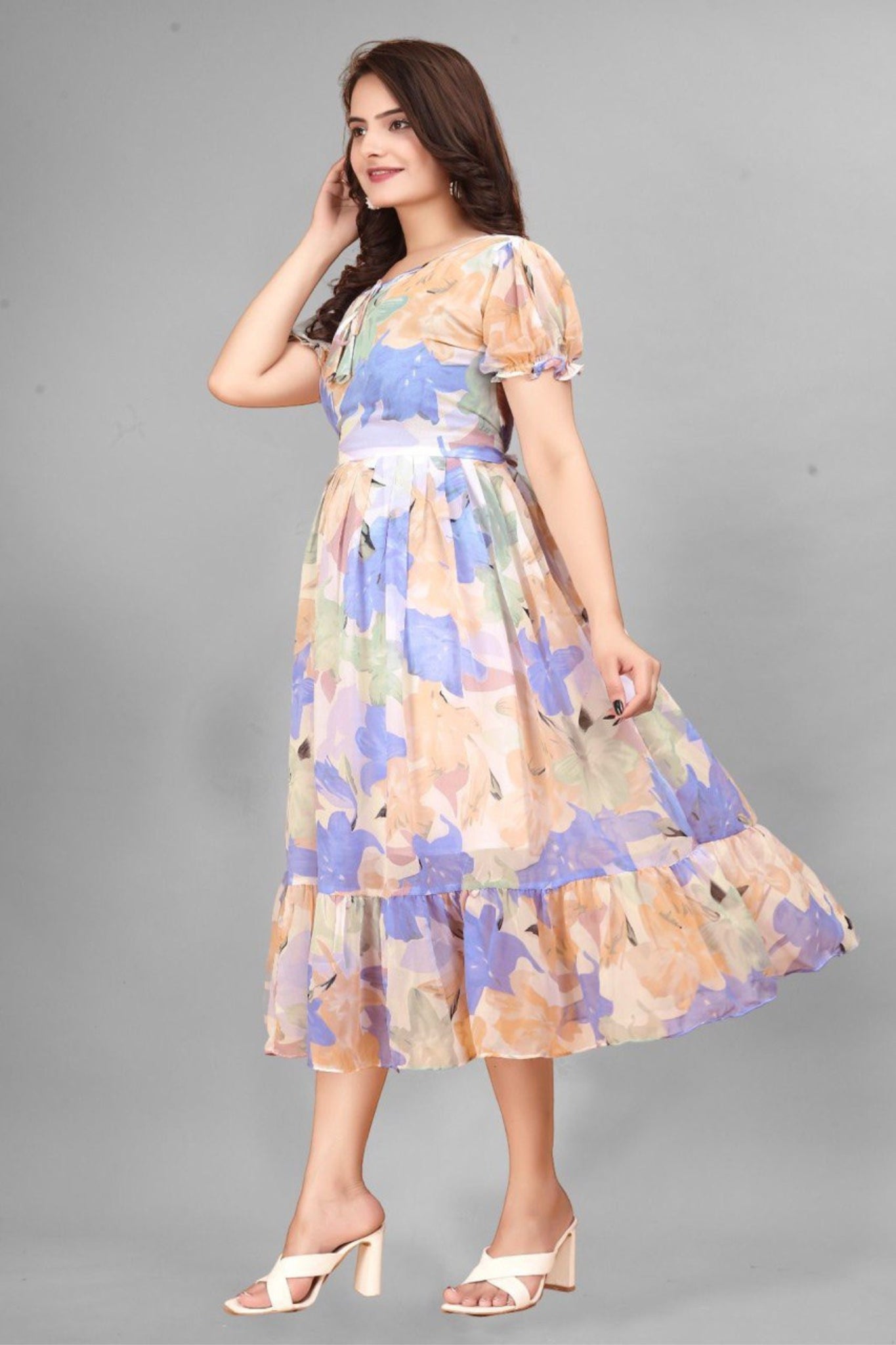Georgette Printed Flower Dress
